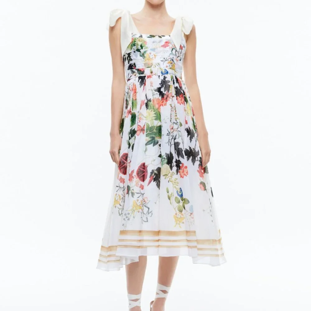 Alice + Olivia HAVEN CORSET TOP FLARED FLORAL PRINT MIDI DRESS. NWT $795 - Picture 5 of 5